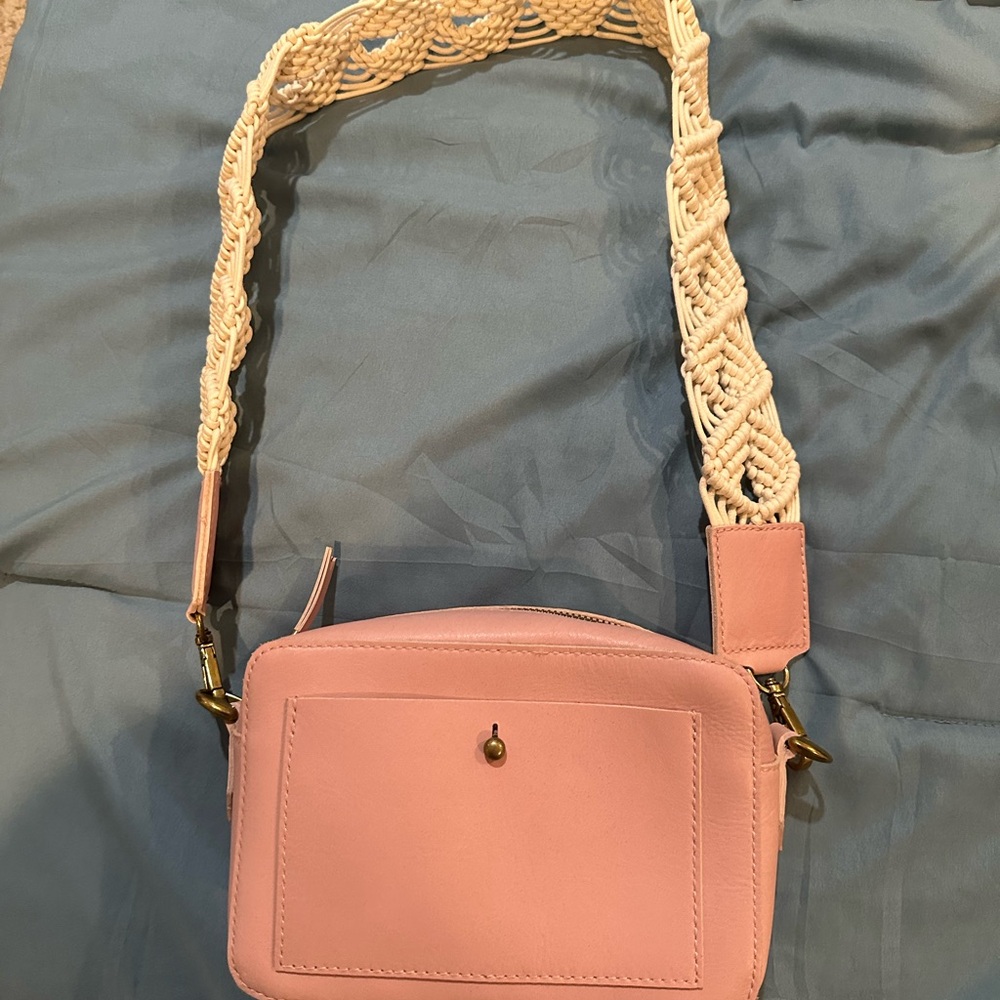 Madewell Pink Crossbody Bag with Woven Strap
